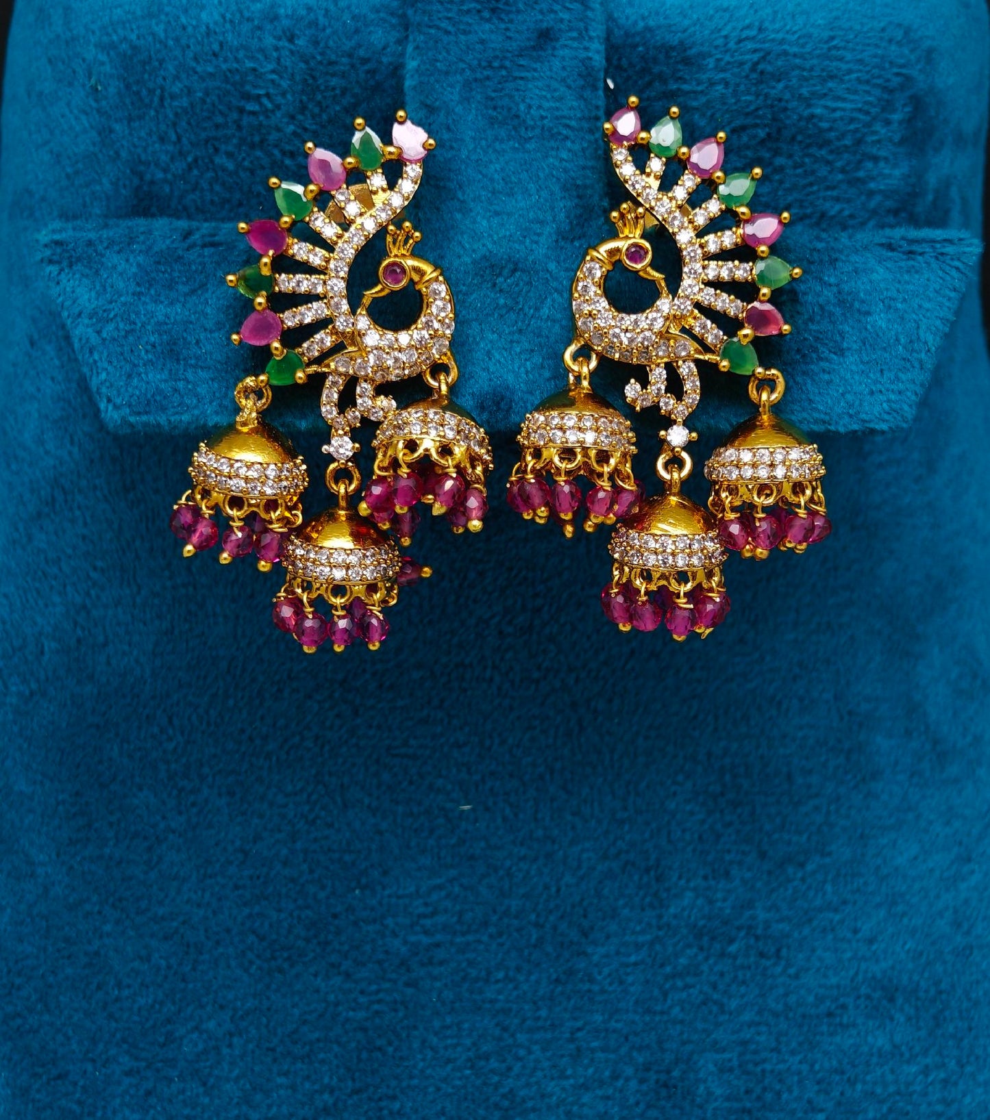 jhumka with peacock design