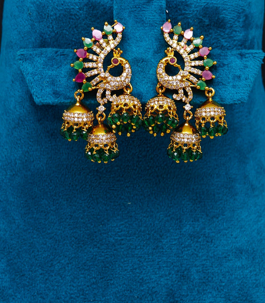 jhumka with peacock design