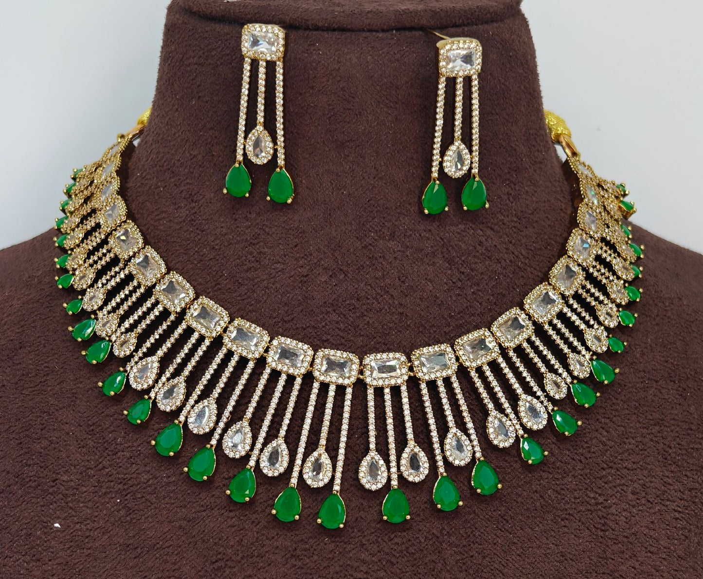 AD stones American diamond short necklace