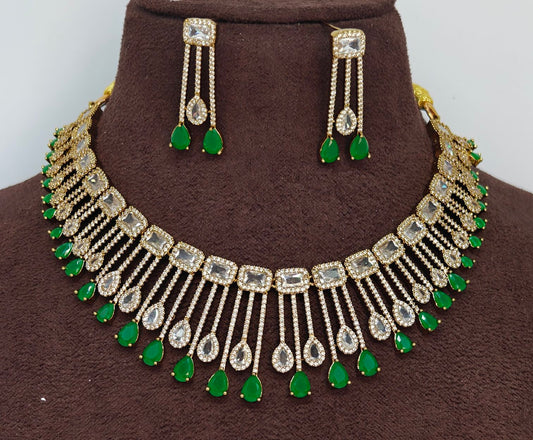 AD stones American diamond short necklace