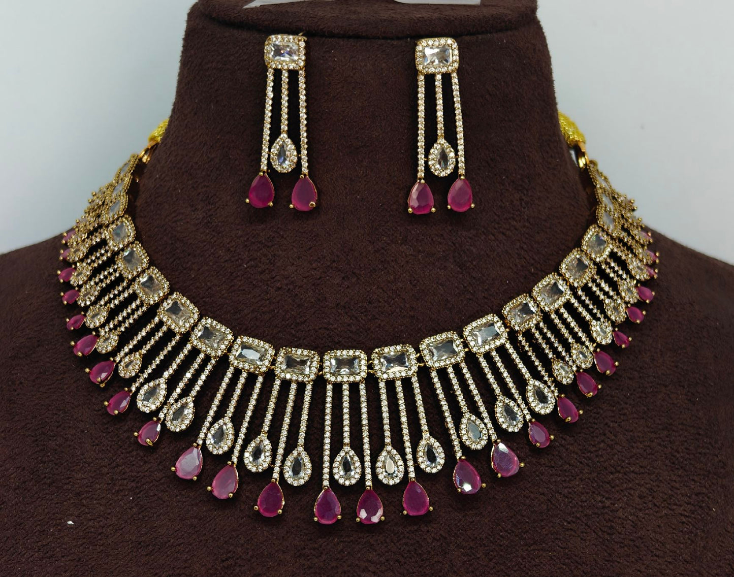AD stones American diamond short necklace